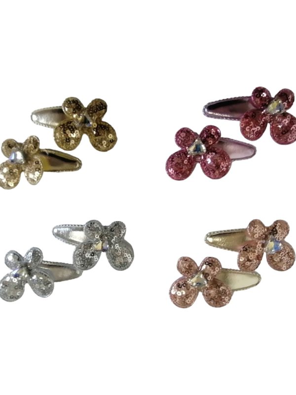 RoRo Παιδικό Κλικ Κλακ Μαλλιών Μεταλιζέ Αποχρώσεις Πεταλούδα, Σετ 2 τεμ