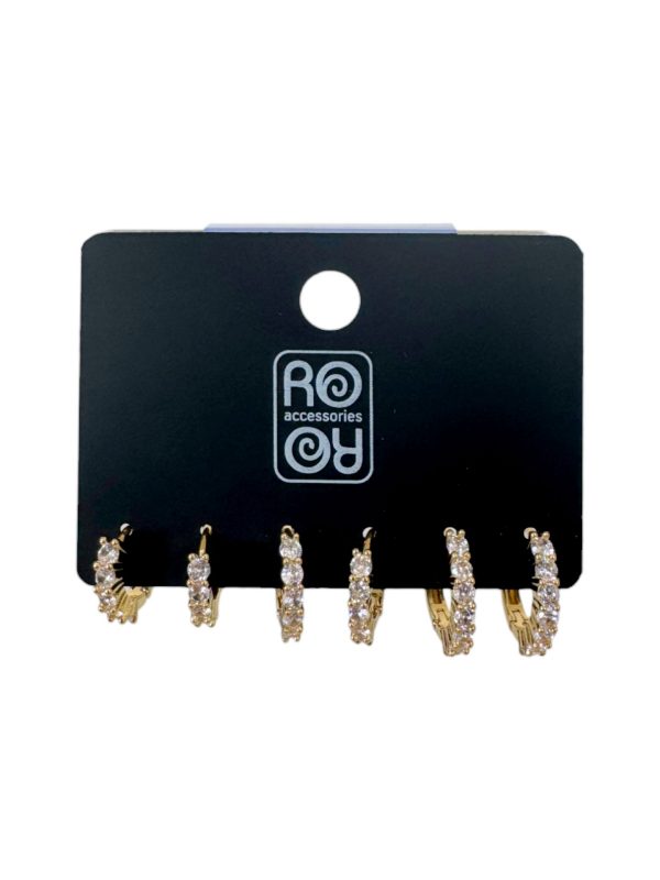 Σκουλαρίκια αυτιών κρίκοι με στρας 3 ζευγ./σετ 10-12-14mm