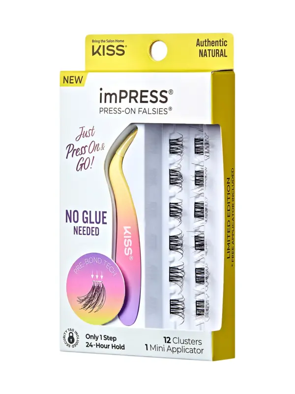 Kiss Impress Press On Falsies Just Press and Go Authentic Natural 12 Clusters